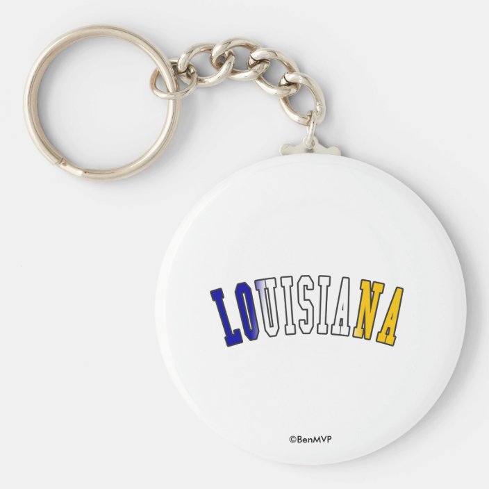 Louisiana in State Flag Colors Keychain