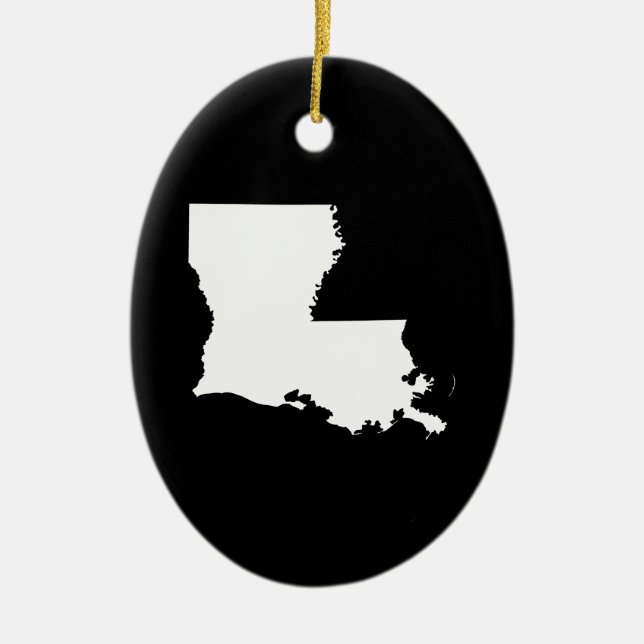 Louisiana in White and Black Ceramic Ornament (Front)