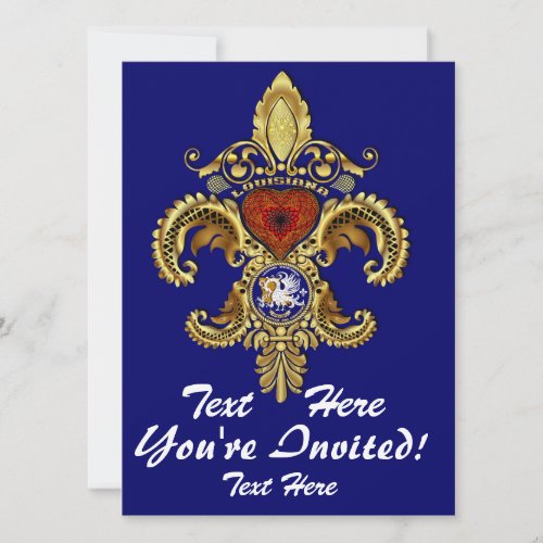 Louisiana Inivitations  Over 50 Colors Custom Invitation