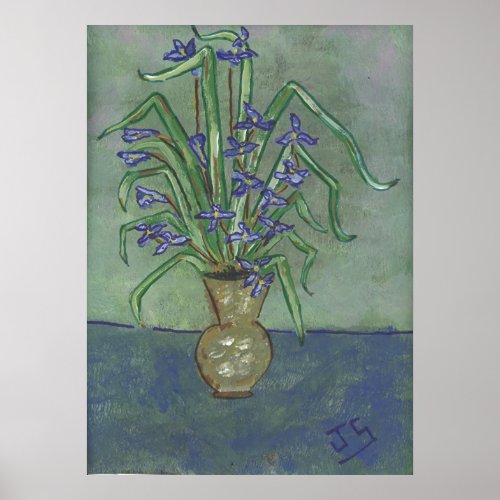 Louisiana Irises In A vase Poster