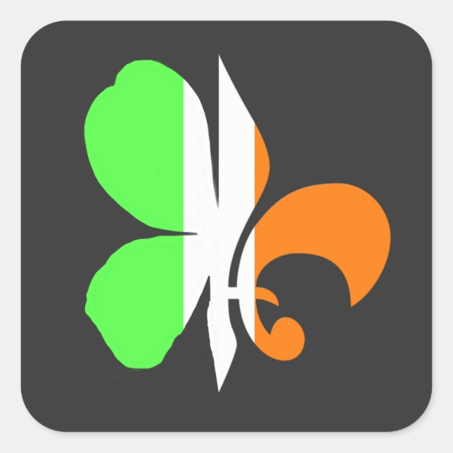 Louisiana Irish Cajun NOLA Fleur De Lis Shamrock Square Sticker (Front)