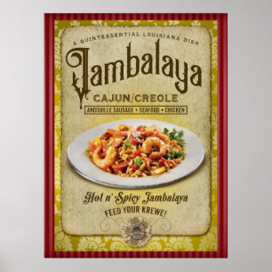 Louisiana Jambalaya New Orleans Vintage Poster