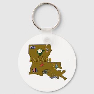 I Love Louisiana State Flag and Map Keychain | Zazzle