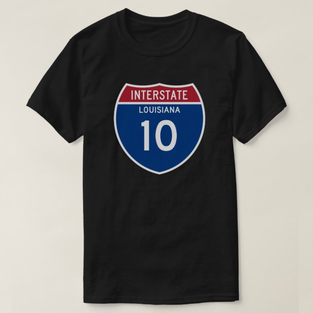Louisiana LA I-10 Interstate Highway Shield - T-Shirt (Design Front)
