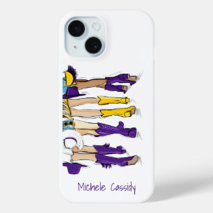Louisiana Ladies Fashion Cowboy Boot Purple Yellow iPhone 15 Case