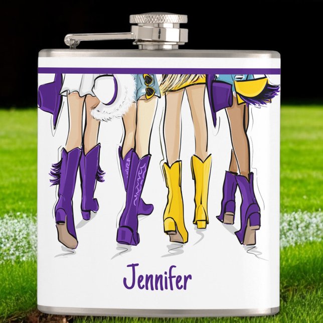 Louisiana Ladies Fashion Cowboy Boot Purple Yellow Flask (Creator Uploaded)