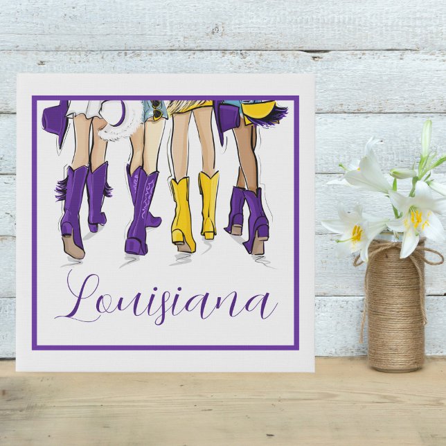 Louisiana Ladies Fashion Purple & Gold Tailgate  Faux Canvas Print (Creator Uploaded)
