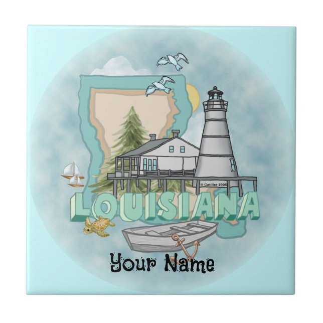 Louisiana Lighthouse Ceramic Tile (Front)