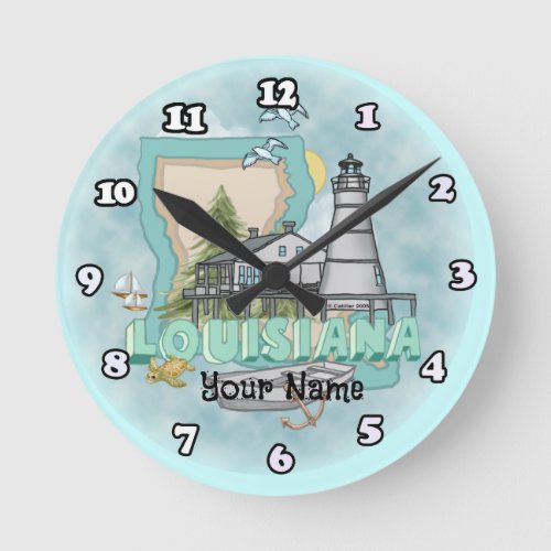 Louisiana Lighthouse custom name Round Clock