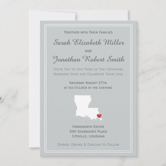 Louisiana Love - Customizable Wedding Invitation (Front)