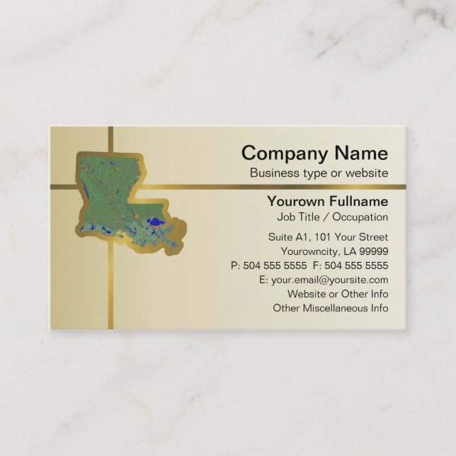 Louisiana Map Business Card (Front)