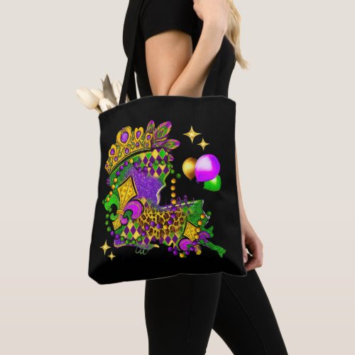 Louisiana Map New Orleans Happy Mardi Gras Party Tote Bag