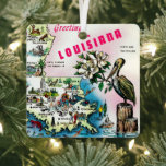 Louisiana Map Ornament<br><div class="desc">Wonderful Christmas or Hanukkah or Holiday gift for your friends!  A vintage post card map of the State of Louisiana repurposed on an ornament.</div>