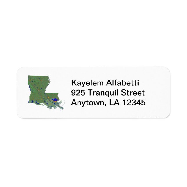 Louisiana Map Return Address Label (Front)