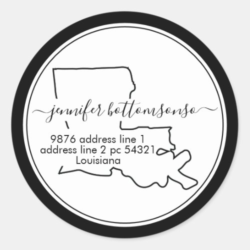 Louisiana map return address Signature Classic Round Sticker