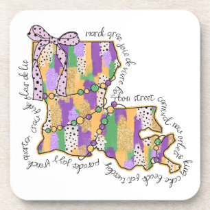 Louisiana Mardi Gras Bourbon Street Carnival Beverage Coaster