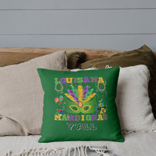 Louisiana Mardi Gras , Fat Tuesday funny Throw Pillow