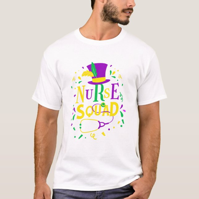 Louisiana Mardi Gras Nurse Squad T-Shirt (Front)