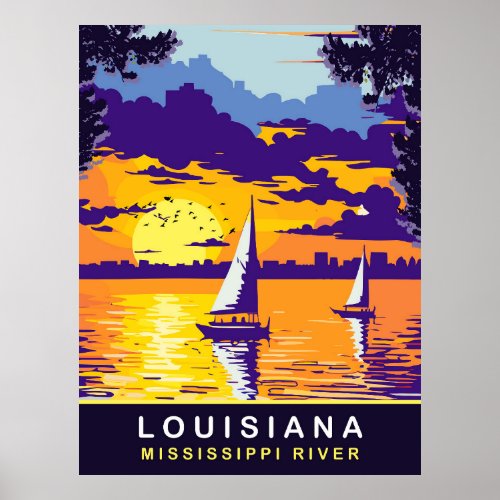 Louisiana Mississippi River Travel Poster