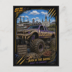 Louisiana Monster Truck Off Road Art Postcard