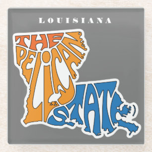 Louisiana Nickname Word Art Glass Coaster