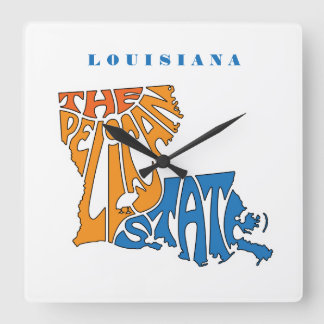 Louisiana Nickname Word Art Square Wall Clock