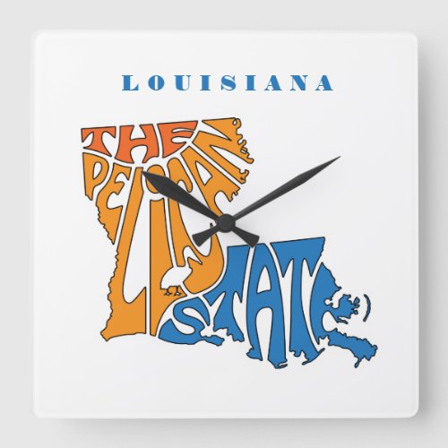 Louisiana Nickname Word Art Square Wall Clock