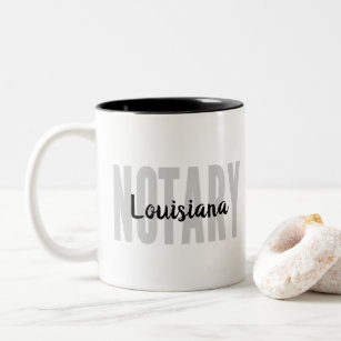 Louisiana Notary Public Faded Black Big Font Two-Tone Coffee Mug