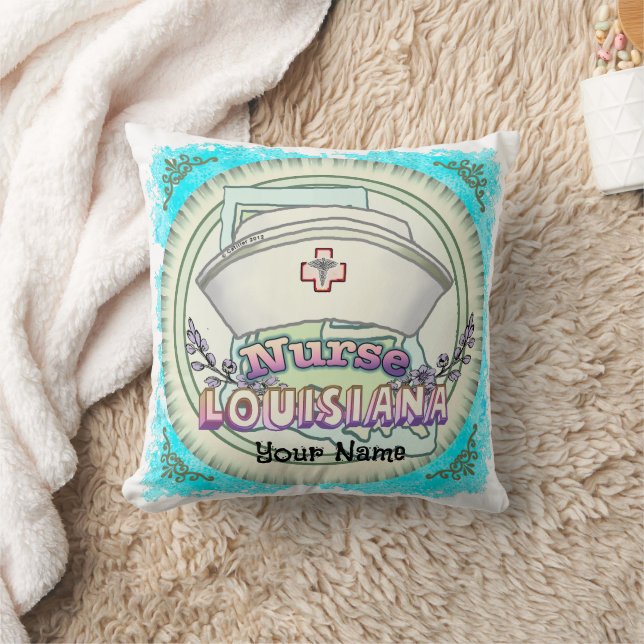 Louisiana Nurse Throw Pillow (Blanket)