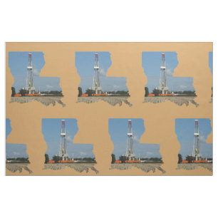 Louisiana Oil Gas Rig Print Fabric 9" Square