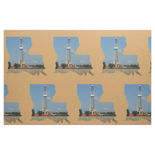 Louisiana  Oil  Gas Rig  Print Fabric  9" Square