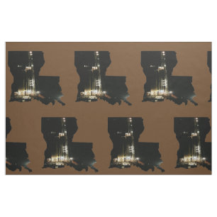 Louisiana Oil Gas Rig Print Fabric 9" Square