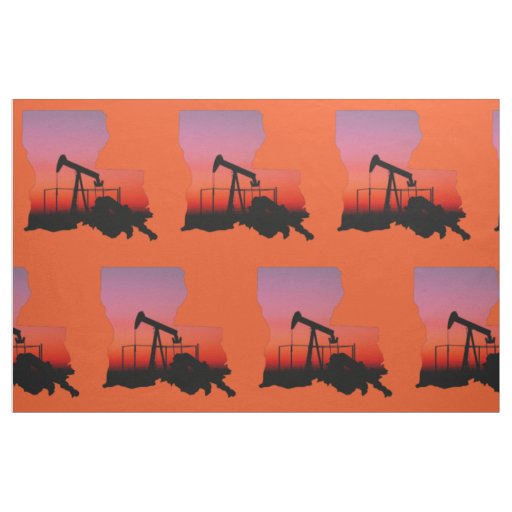 Louisiana Oil  Gas Rig  Print Fabric  9" Square