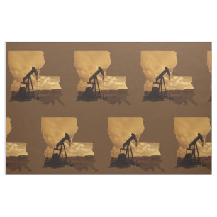 Louisiana Oil Pump Jack Print Fabric 9" Square