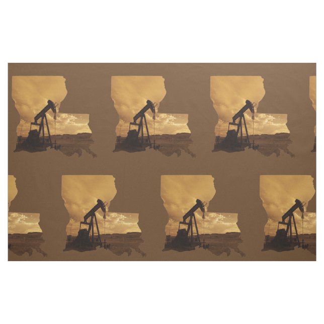 Louisiana Oil  Pump Jack  Print Fabric  9" Square (Fat Quarter)