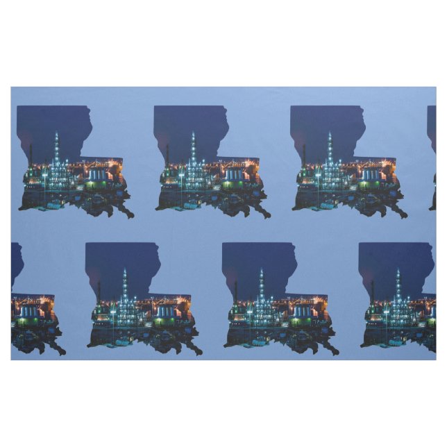 Louisiana Oil Refinery Print Fabric  9" Square (Fat Quarter)