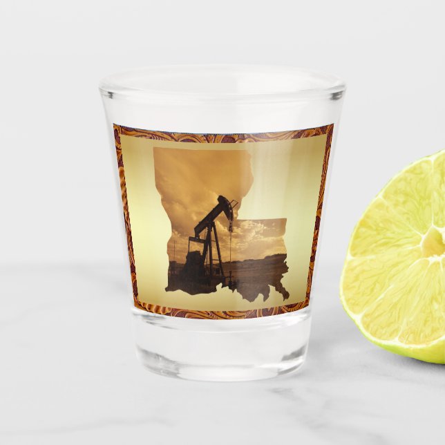 Louisiana Oil Well Pump Jack Shot Glass (Front)