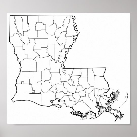 louisiana-parishes-blank-outline-map-poster-zazzle