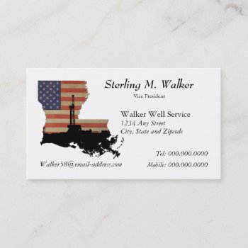 Louisiana Patriotic Oil Drilling Rig Business Card by OilfieldGifts at Zazzle