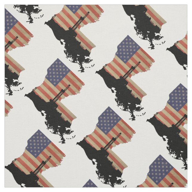 Louisiana Patriotic Oil Drilling Rig Fabric (Swatch)
