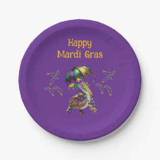 Louisiana Pelican Mardi Gras party Paper Plates
