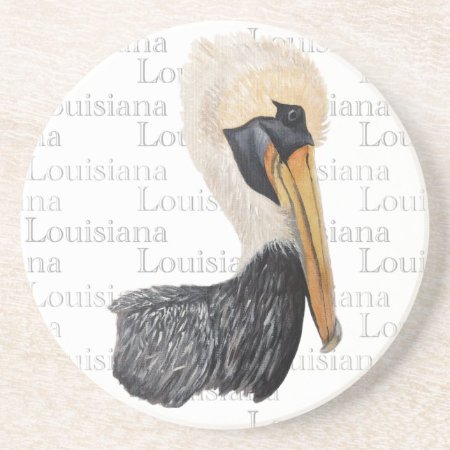 Louisiana Pelican Sandstone Coaster (Front)
