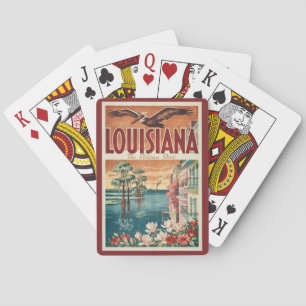Louisiana Pelican State Illustration Travel Art Poker Cards