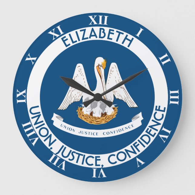 Louisiana Pelican State Personalized Flag Large Clock (Front)