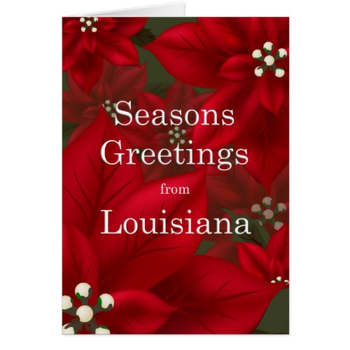 Louisiana Poinsettia Seasons Greetings Christmas