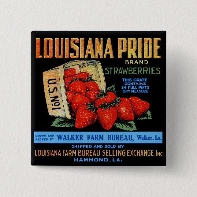 Louisiana Pride Strawberries Button (Front)