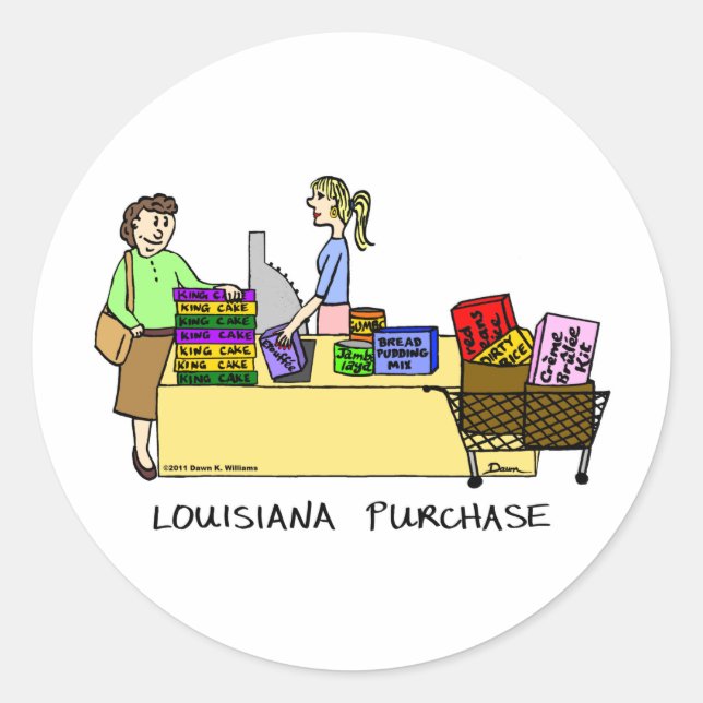Louisiana Purchase Cartoon Sticker (Front)