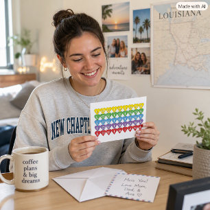 Louisiana Rainbow Heart Grid Design Postcard