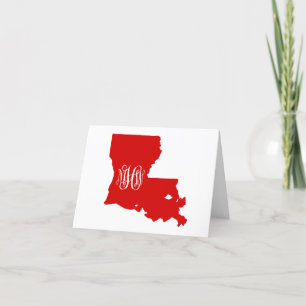 Louisiana Red White Vine Monogram Font DIY BG Thank You Card
