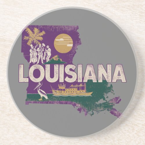 Louisiana Retro State Silhouette Coaster